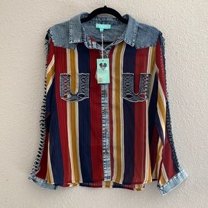 Striped Button Down Long Sleeve Top